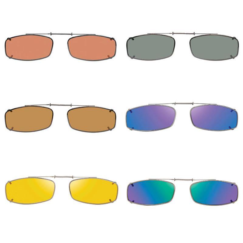 6 Slim Rectangle SolarClips Polarized Clip On Sunglasses. - Opsales, Inc