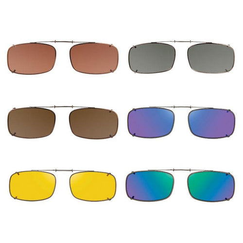 6 Deep Rectangle, SolarClips Polarized, Clip On Sunglasses - Opsales, Inc