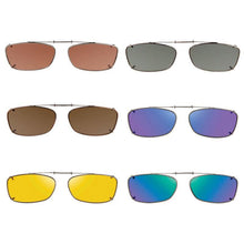 Load image into Gallery viewer, 6 Mad Rectangle SolarClips Polarized Clip On Sunglasses - Opsales, Inc
