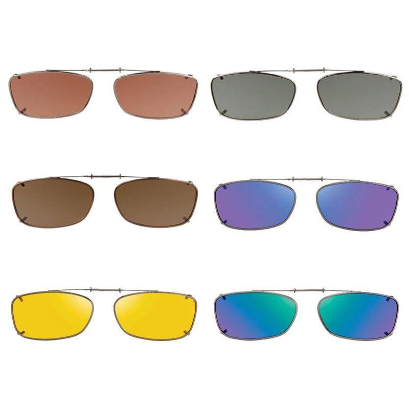 6 Mad Rectangle Shade Control Polarized Clip On Sunglasses - Opsales, Inc